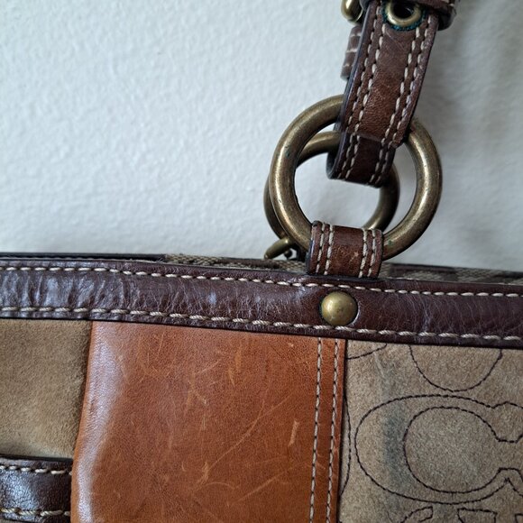 Coach Vintage Patchwork Tote Bag Brown Earth Tones - Picture 14 of 15